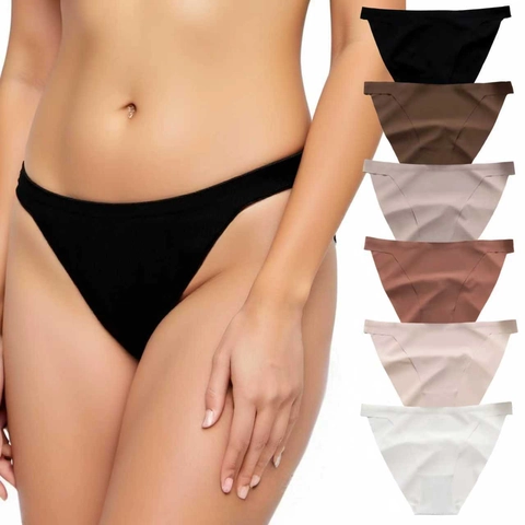 Braguitas de Seda de Hielo Sin Costuras para Mujer Calzoncillos de Cintura Baja Acanalados Ropa Interior Invisible Algodón