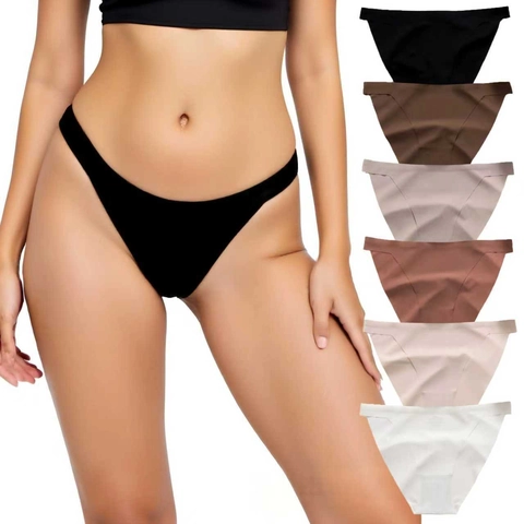 Perizoma Donna Senza Cuciture Seta di Ghiaccio Nylon a Costine Vita Bassa Invisibile Traspirante Intimo T-Back G-String