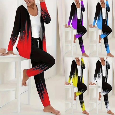 Mujer Casual Impresión Digital 3D Top And Bottom Estampado Gráfico Otoño Invierno Ropa Deportiva Cómoda