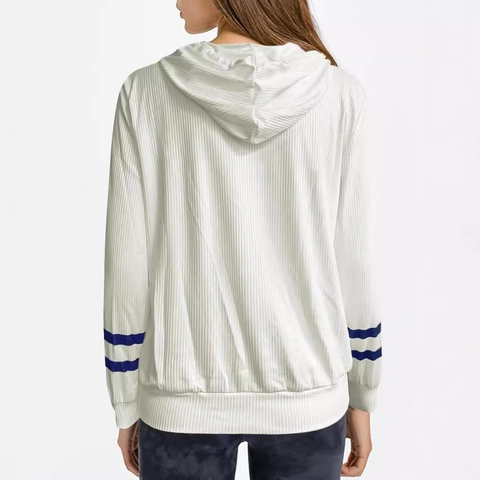 Women Casual Nautical Anchor Printed Hoodie Long Sleeve V-Neck Button Ribbed Pullover Sweatshirt Top For Autumn Winter
