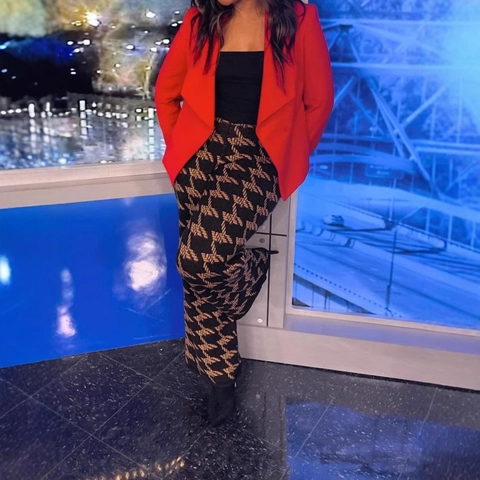 Pantalones Acampanados de Talla Grande con Cintura Alta para Mujer Moda Casual Estampado Geométrico Cintura Elástica