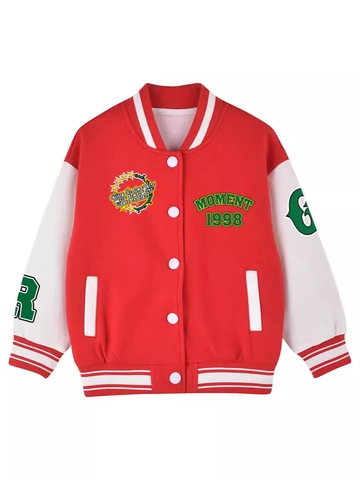 Women Plus Size Varsity Jacket American Retro Letter Embroidery Red White Patchwork Snap Button Bomber Coat Outerwear