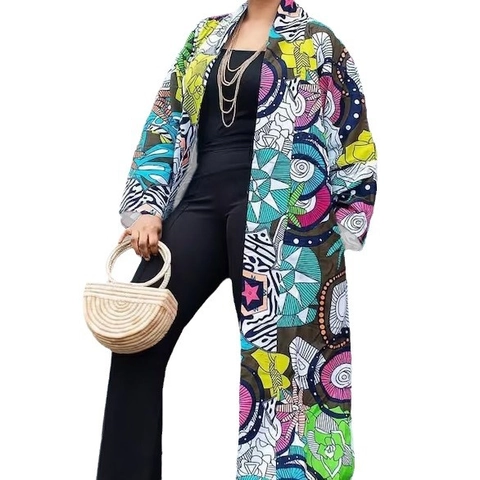 Γυναικεία Μεγάλα Μεγέθη Bohemian Floral Print Μακριά Ζακέτα Ανοιχτή Μπροστά Μακρύ Μανίκι Πολυεστέρας Cover Up Casual