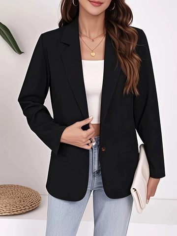 Damen Casual Slim Fit Blazer Reverskragen Ein Knopf Büro Dame Professionelle Langarm Oberbekleidung Anzug Jacke Mit Taschen