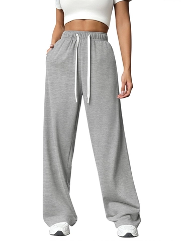 Women High Waist Wide Leg Sweatpants Drawstring Elastic Waist Straight Casual Sports Long Pants Rayon Soft Bottoms