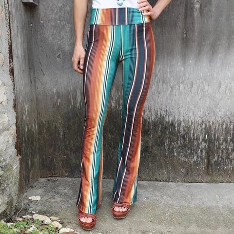 Dames High Waist Uitlopende Broek Elastisch Boheems Gestreepte Luipaardprint Bell Bottom Pantalon Slim Fit Casual Yoga Leggings