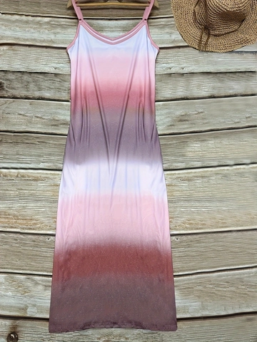 Women Sexy V Neck Ombre Print Camisole Maxi Dress Sleeveless Spaghetti Strap Summer Beach Resort Loose Long Sundress
