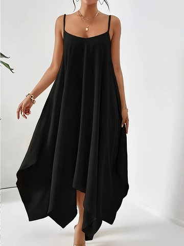 Abito Maxi da Donna Casual Tinta Unita Sexy Senza Schienale Orlo Irregolare Senza Maniche Largo Estivo Elegante Lungo