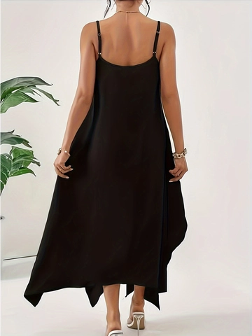 Abito Maxi da Donna Casual Tinta Unita Sexy Senza Schienale Orlo Irregolare Senza Maniche Largo Estivo Elegante Lungo