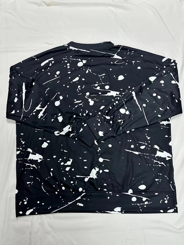 Sudadera de Talla Grande para Mujer Estampado de Graffiti Cuello Redondo Manga Larga Patrón Salpicadura de Tinta Pullover