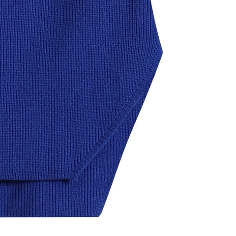 Suéter de Punto de Canalé para Mujer Escote de Corazón Ajuste Delgado Manga Larga Dobladillo Asimétrico Jersey de Algodón Elegante