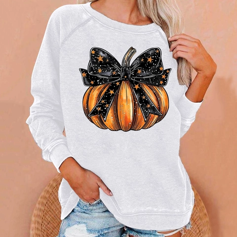 Dames Halloween Pompoen Kabouter Print Sweatshirt Losse Pasvorm Raglan Lange Mouwen Ronde Hals Pullover Herfst Winter Casual Top