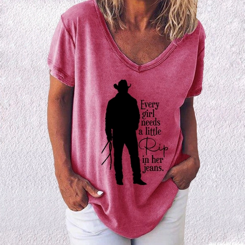 Damen V-Ausschnitt Kurzarm T-Shirt Grafik Charakter Druck Vintage Sommer Lässig Streetwear Tee Top