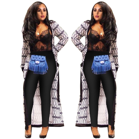 Women Geometric Argyle Print Long Cardigan Open Front Coat And Belt Long Sleeve Maxi Outerwear Fashion Casual Outfit