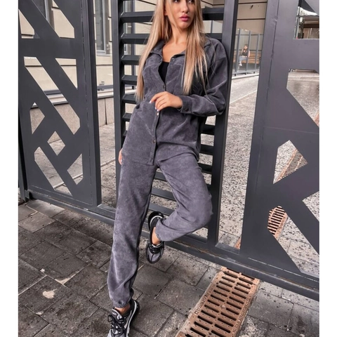 Women Casual Corduroy Long Sleeve Button Up Shirt And Elastic Waist Cuffed Pants Loungewear Streetwear Outfits No Brand