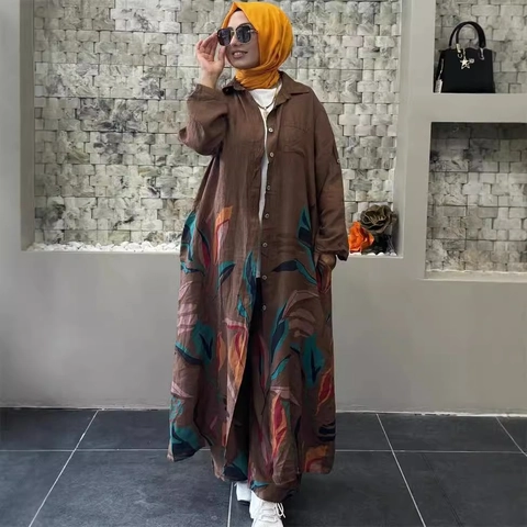 Dames Casual Lange Mouw Overhemd En Wijde Pijpen Broek Met Botanische Print Bohemian Vakantie Katoen Linnen Mix Outfit