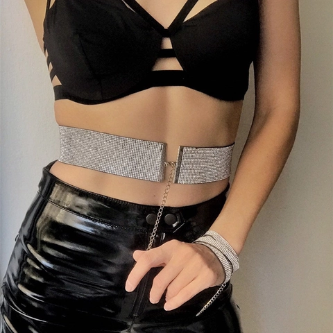 Luxus Strass Korsett Gürtel Für Damen Funkelnde Taillenkette Metall Verstellbarer Körperschmuck Für Party Bankett Bühne Accessoire