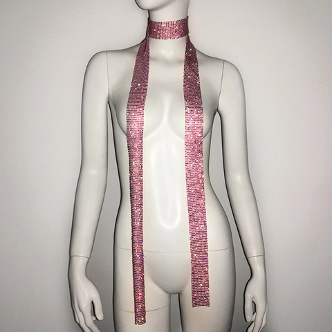 Dames Sexy Sprankelende Strass Metalen Pailletten Sjaal Lange Nekwarmer Voor Nachtclub Feest Clubwear Mode Accessoire