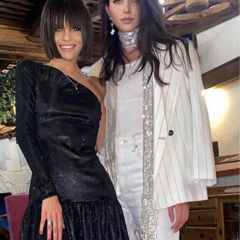 Bufanda de Malla de Metal con Diamantes de Imitación para Mujer Brillo Borla Bufanda de Fiesta Corbata Larga y Delgada Joyería