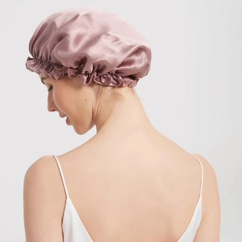 Women Satin Sleep Bonnet Adjustable Elastic Ruffle Nightcap Hair Care Hat Solid Color Soft Faux Silk Head Wrap For Sleeping
