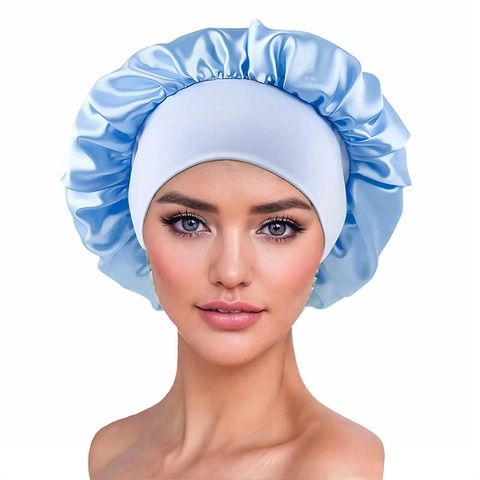 Damen Satin Schlafmütze Elastisches Breites Band Nachtmütze Zum Haarschutz Weiche Haarwickel Einfarbig Leopard Hüte