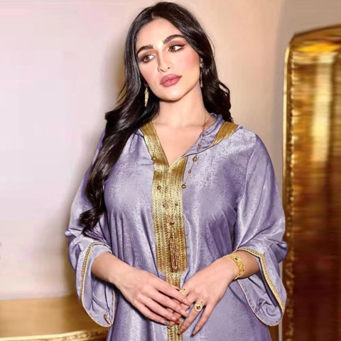 Damen Muslim Kaftan Abaya Kapuzen Maxi Kleid Samt Gold Stickerei Ethnische Robe Langarm Locker Islamische Jalaba Ramadan