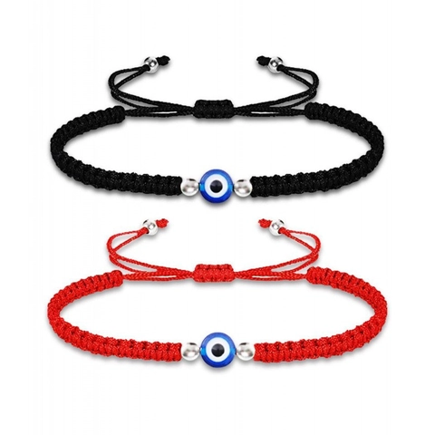 Türkisches Böses Auge Geflochtenes Seil Armband Handgefertigt Verstellbar Rot Schwarz Kordel Ethno Stil Unisex Armband Schmuck