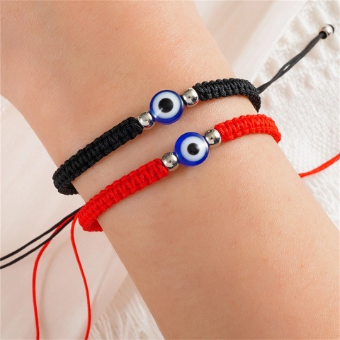 Türkisches Böses Auge Geflochtenes Seil Armband Handgefertigt Verstellbar Rot Schwarz Kordel Ethno Stil Unisex Armband Schmuck