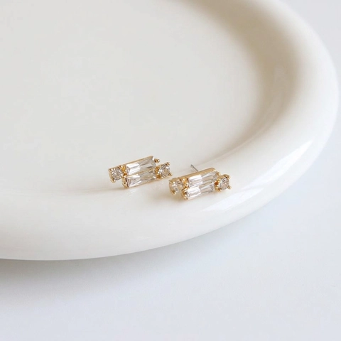 Luxus Baguette Zirkon Ohrstecker Mit 925 Sterling Silber Stift Geometrische Vergoldete Kupfer Ohrringe Damen Schmuck