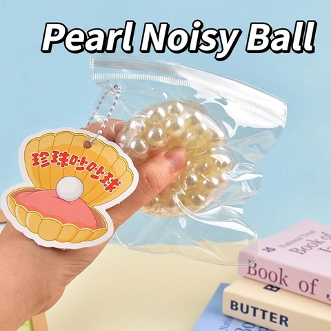 Artificial Pearl Stress Relief Squeeze Ball TPR Sensory Bead For Anxiety Relief Kids Adults Transparent Hand Exercise Desk Decor
