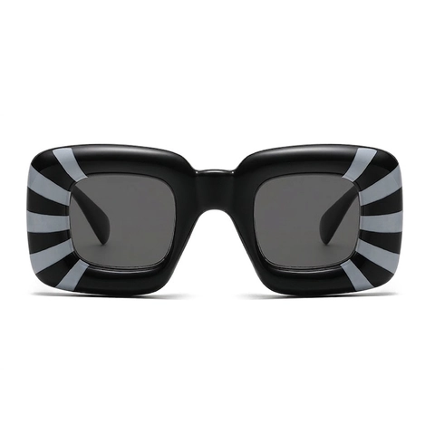 Gafas de Sol Cuadradas de Color Dopamina con Patrón de Rayas Material PC Protección UV Retro Hip Hop Trendy Unisex Outdoor