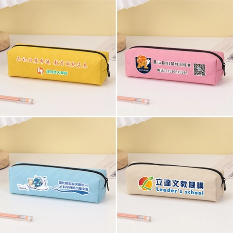 Large Capacity Pencil Case Oxford Cloth Solid Color Zipper Stationery Bag School Office Minimalist Storage Organizer