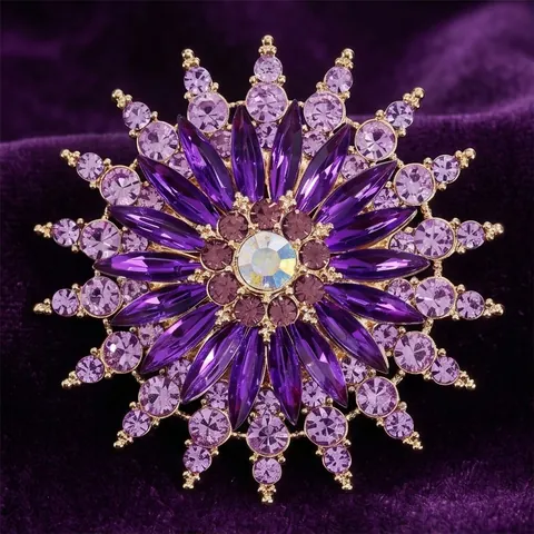 Broche De Girasol De Cristal De Vidrio De Aleación Alfiler De Estrella Brillante Corsage Elegante Para Accesorios De Moda Mujer