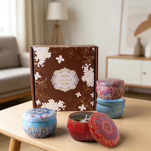 Juego de Regalo de Velas Aromáticas Mezcla de Cera de Soja Patrón de Mandala Velas de Aroma para Navidad Cumpleaños Fiesta Hogar
