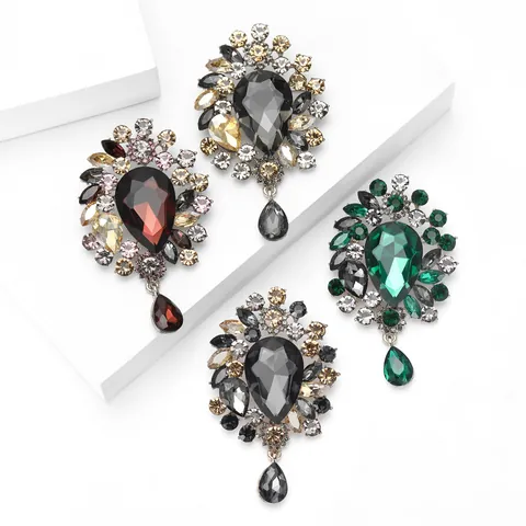 Spilla Vintage di Lusso con Strass a Goccia per Donna Lega di Cristallo Corpetto Spilla con Pendente Elegante Gioielli per Feste