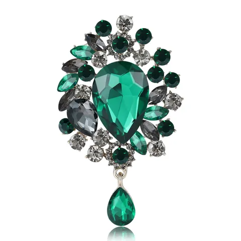 Spilla Vintage di Lusso con Strass a Goccia per Donna Lega di Cristallo Corpetto Spilla con Pendente Elegante Gioielli per Feste