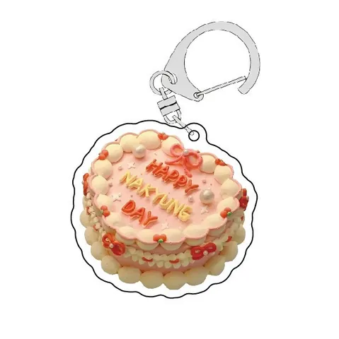 Portachiavi in Acrilico Torta di Compleanno Retrò 90s Carino Cuore Tondo Ciondolo Borsa Airpods Fascino Regalo Amico
