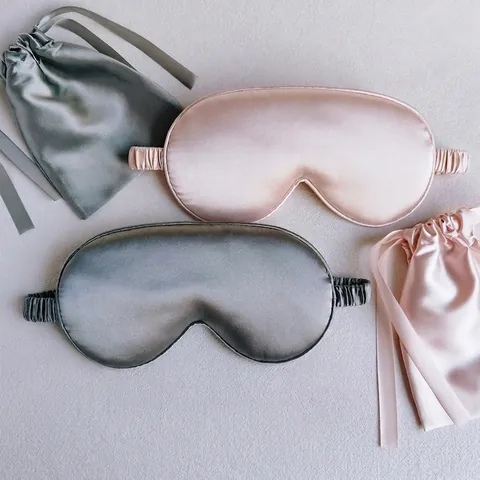 Satin Sleep Eye Mask And Pouch Set Soft Shading Breathable Night Blindfold Travel Nap Sleeping Cover For Women Men