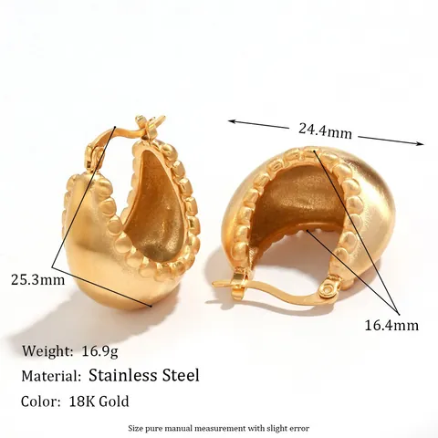 Mode Edelstahl 18K Vergoldet Gebürstet Ball Creolen Für Damen Minimalistisch Geometrisch Retro Schmuck Geschenk