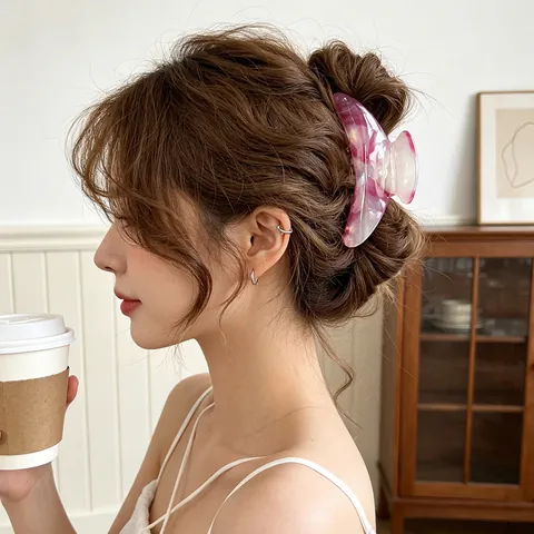 Große Haarklammern Mit Marmortextur Aus Acetat Geometrische Hai Haarnadeln Für Damen Elegante Haar Styling Accessoires