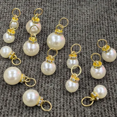 Dijes De Perlas Artificiales De Imitación De Alto Brillo Colgantes Redondos Con Tapa De Aleación De Strass Para Joyería DIY Decoración