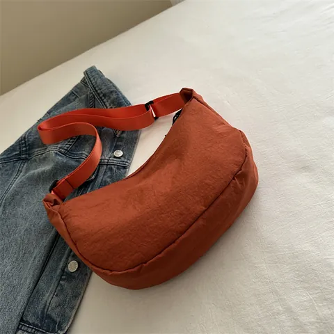 Damen Lässig Oxford-Gewebe Große Mond Umhängetasche Minimalistisch Einfarbig Dumpling Schultertasche Täglich Crossbody Bag