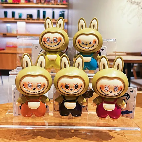 Original Gesichtswechselnder La Bubu Schlüsselanhänger Süßes Cartoon Kinder Spielzeug Paar Taschenanhänger Puppenmaschine Kleines Geschenk