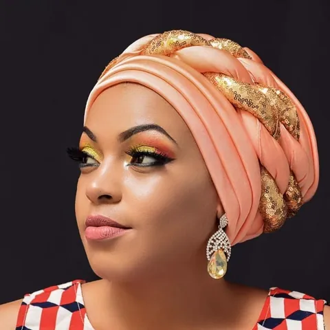 African Women Turban Cap Braided Sequin Head Wrap Metallic Ethnic Hijab Headwear Fashion Decorative Headpiece