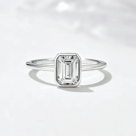 925 Sterling Silver Emerald Cut Square Rhinestone Ring For Women Minimalist Bezel Setting Gold Plated Luxury Fashion Finger Ring Jewelry