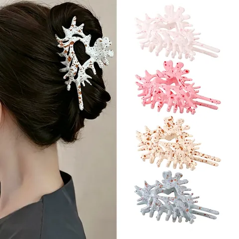 Pinza Grande Para El Cabello De Plástico PS Forma De Caracol De Coral Diseño Moteado Clip De Tiburón Para Mujer