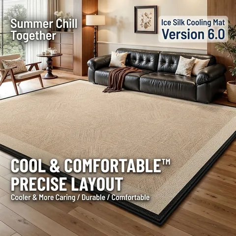 Ice Satin Cooling Carpet Living Room Rug Modern Minimalist Breathable Floor Mat Anti Slip Pet Resistant Antibacterial