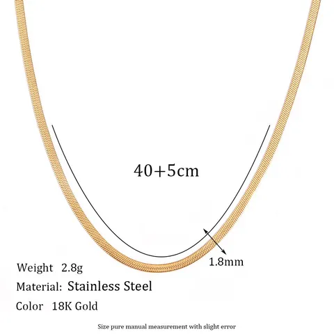 Collier Chaîne Serpent Minimaliste en Acier Inoxydable Pour Femmes Plaqué Or 18K Chaîne Plate Choker Bijoux Cadeau
