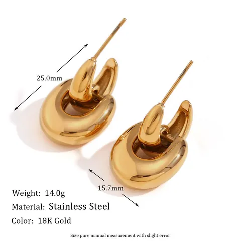 Orecchini A Cerchio Geometrici Intrecciati A Forma Di U In Acciaio Inossidabile Placcato Oro 18K Gioielli Per Donna