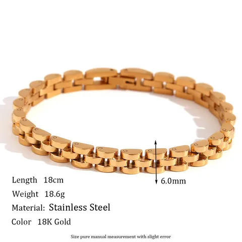 Bracciale A Catena In Acciaio Inossidabile 316L Placcato Oro 18K Design Cinturino Orologio Gioielli Moda Per Donna